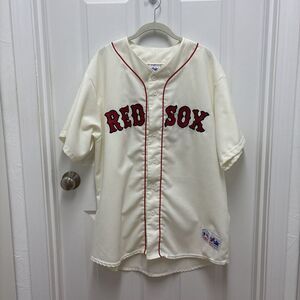 Vintage Majestic Paper Tag Boston‎ Red Sox Blank White Baseball Mens Jersey XL